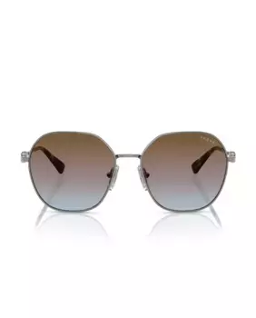 Геометрические металлические женские солнцезащитные очки с серыми градиентными линзами Vogue, золотой