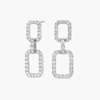 Геометрические серьги-подвески с бриллиантами Pav из 14-каратного белого золота (2 карата) Blue Nile