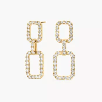 Геометрические серьги-подвески с бриллиантами Pav из 14-каратного желтого золота (2 карата) Blue Nile