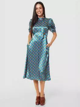 Геометрическое платье а-силуэта Closet London, цвет Turquoise/Multi