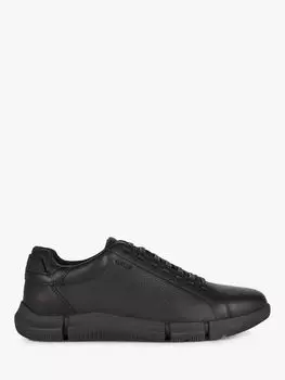Geox Adacter Широкие кожаные кроссовки на шнуровке, черные