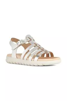 Geox Детские кожаные сандалии SANDAL SOLEIMA, серебряный