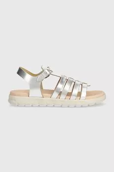 Geox Детские кожаные сандалии SANDAL SOLEIMA, серебряный