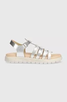 Geox Детские кожаные сандалии SANDAL SOLEIMA, серебряный