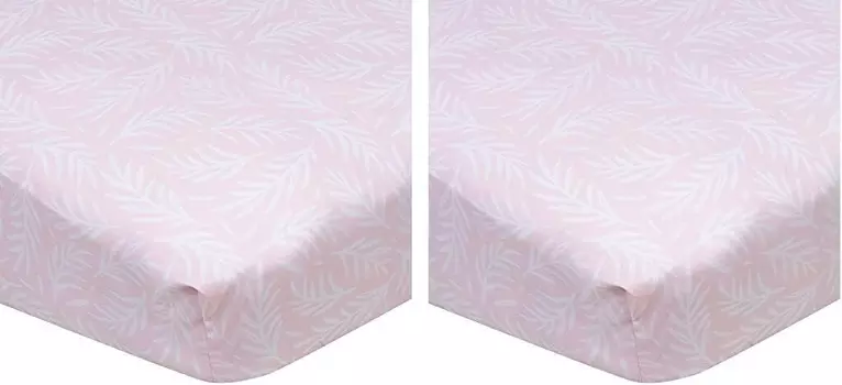 Gerber Baby Boys Girls Нейтральное детское постельное белье для новорожденных из 100% хлопка, простыня для кроватки, розовые листья, 28 x 52 дюйма (в упаковке 2 шт.), Leaves Pink