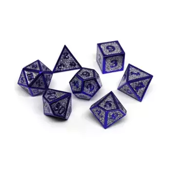Героический кубик металлического блеска — серебро с фиолетовым (7), Dice - Metal 7 Piece Poly Sets (Easy Roller Dice)