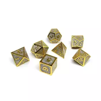 Героический кубик металлического блеска — серебро с золотом (7), Dice - Metal 7 Piece Poly Sets (Easy Roller Dice)