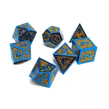 Героический кубик металлического блеска — золотой с синим (7), Dice - Metal 7 Piece Poly Sets (Easy Roller Dice)