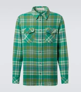 Геройская клетчатая кашемировая рубашка God's True Cashmere, Willow Green