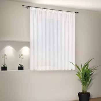 Gerster Store Alina с присборенной лентой, переменная Ш = 600 x В = 175 смПрозрачный эффект-We однотонный белый