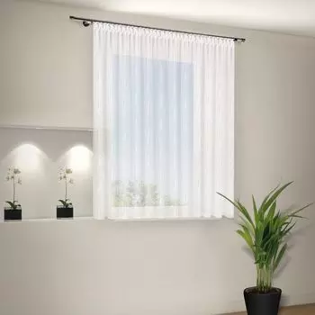 Gerster Store Vera с присборенной лентой, переменная Ш = 600 x В = 175 смПрозрачная вуаль Uni бежевого цвета, бежевый