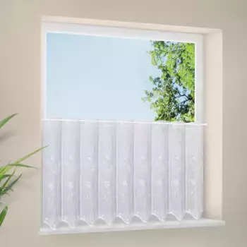 Герстерская панельная штора «Арина», (1 шт.), Вышивка Бистро с вышивкой цветами Gerster, белый