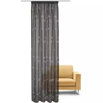 Герстерская штора «Нелли», (1 шт), готовая штора - линия Nature Gerster, антрацит/коричневый/бежевый