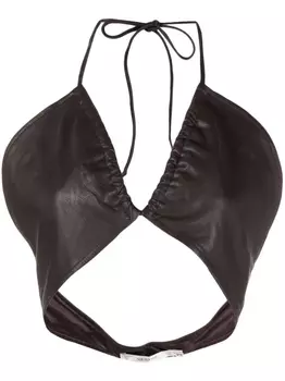 Gestuz кожаный топ с вырезом халтер, коричневый