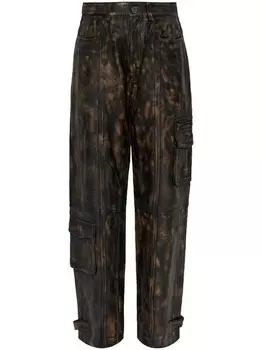 Gestuz прямые кожаные брюки, черный