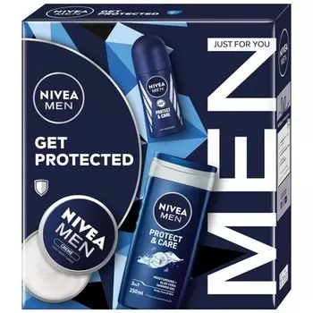 Get Protected Shower Gel 250 мл, Антиперспирант Roll-On 50 мл, Универсальный крем 75 мл Niveaset