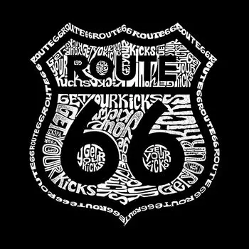 Get Your Kicks on Route 66 — мужская бейсбольная футболка реглан с рисунком Word Art LA Pop Art