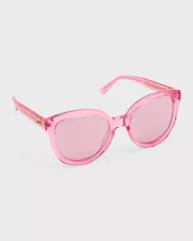 GG1315S Зеркальные круглые солнцезащитные очки из ацетата Gucci, цвет Transparent Pink