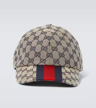 GG бейсболка из холста Gucci, Beige/Blu+B/R/B