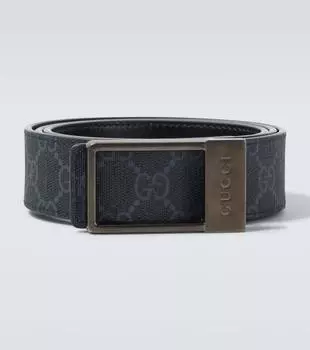 GG Canvas реверсивный кожаный ремень Gucci, черный