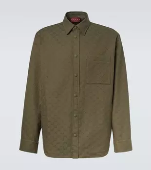 GG Canvas рубашка из хлопковой смеси Gucci, Rusty Green