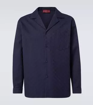 GG Canvas рубашка из хлопковой смеси Gucci, New Blue