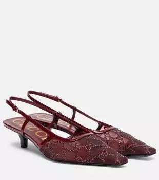 GG Деми сетчатые лодочки на ремешке Gucci, Ros.Ancora/Ros.An/Mi