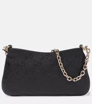 GG Emblem Маленькая кожаная сумка через плечо Gucci, Black / Black