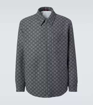 GG фланелевая рубашка-овершерт Gucci, Grey/Dark Grey