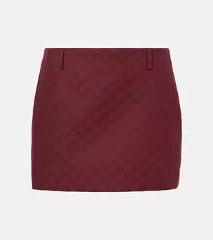 GG хлопковая мини-юбка из смесовой ткани Gucci, Rosso Ancora