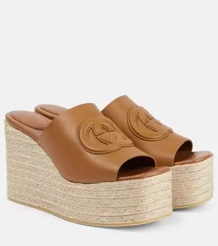 GG кожаные эспадрильи на платформе Gucci, Luminious Wood/ Lum .W