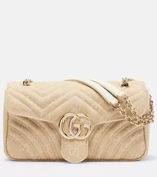 GG Marmont маленькая джинсовая сумка через плечо Gucci, Spirit Taupe/Dusty W