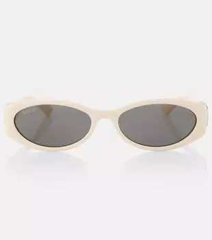 GG овальные солнцезащитные очки Gucci, Ivory-Ivory-Grey