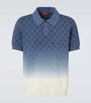 GG поло из хлопка и шёлка с эффектом омбре Gucci, Blue/Mc