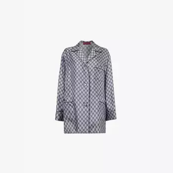Gg supreme свободная шелковая рубашка Gucci, белый