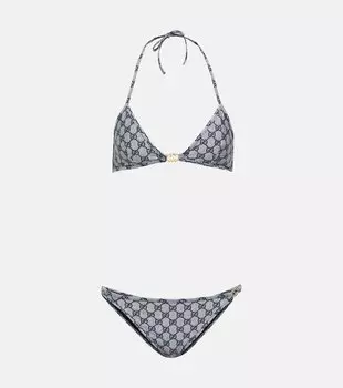 GG треугольный бикини Gucci, Blue/ White