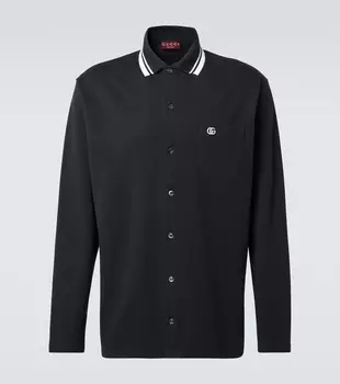 GG вышитая поло из хлопковой смеси Gucci, Dk Grey