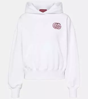 GG вышитый хлопковый джерси худи Gucci, White/Mix