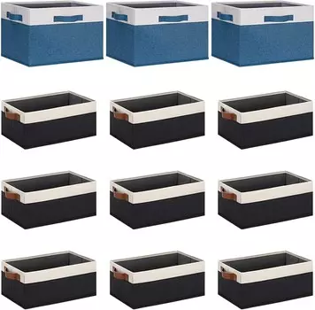 Ghvyenntte S 6 упаковок небольших корзин для хранения с ручками, корзины для полок 11,8 x 7,87 x 5,11 дюймов, 3 упаковки тканевых корзин для хранения 15 x 11 дюймов для полок GhvyenntteS