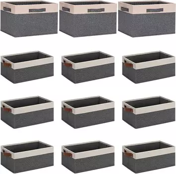 Ghvyenntte S 6 упаковок небольших корзин для хранения с ручками, корзины для полок 11,8 x 7,87 x 5,11 дюймов, 3 упаковки тканевых корзин для хранения 15 x 11 дюймов для полок GhvyenntteS