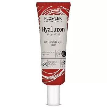 Гиалуроновый крем для глаз против морщин, антивозрастной уход за глазами, увлажняет и укрепляет кожу, уменьшает темные круги, 30 мл, Floslek
