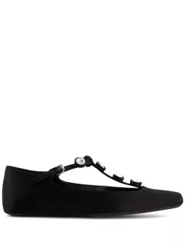 Giambattista Valli атласные балетки со стразами, черный