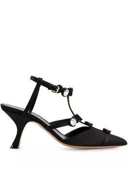 Giambattista Valli атласные туфли с кристаллами, черный