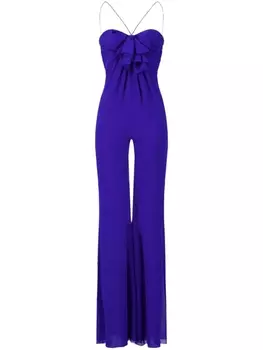 Giambattista Valli комбинезон из смесового шелка с бантом, синий