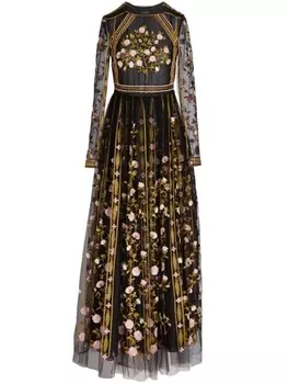 Giambattista Valli платье из тюля с вышивкой, черный