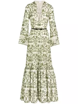 Giambattista Valli платье-кафтан с цветочным принтом, зеленый