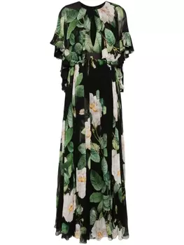 Giambattista Valli платье макси с цветочным принтом, черный
