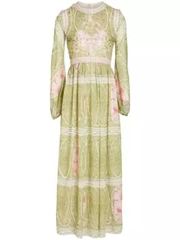 Giambattista Valli платье с принтом Peonies, зеленый