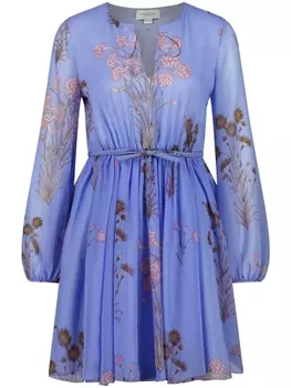 Giambattista Valli шелковое платье Mini Carnation Bouquets, фиолетовый