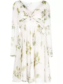 Giambattista Valli шелковое платье со сборками и цветочным принтом, белый